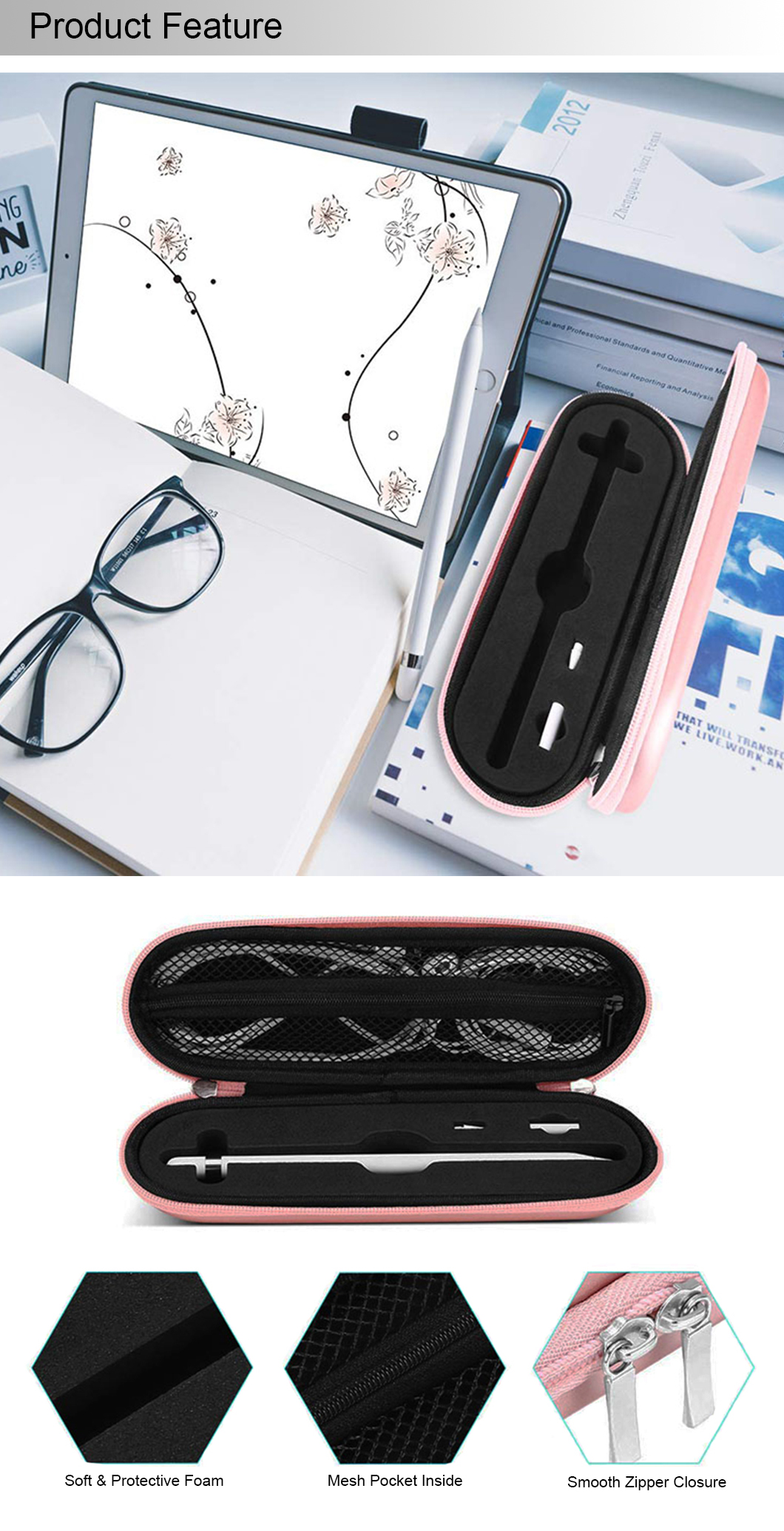 Hard Shell EVA Carrying Pen Case Holder Pencil Case Pen Box for Apple Pencil(图1)