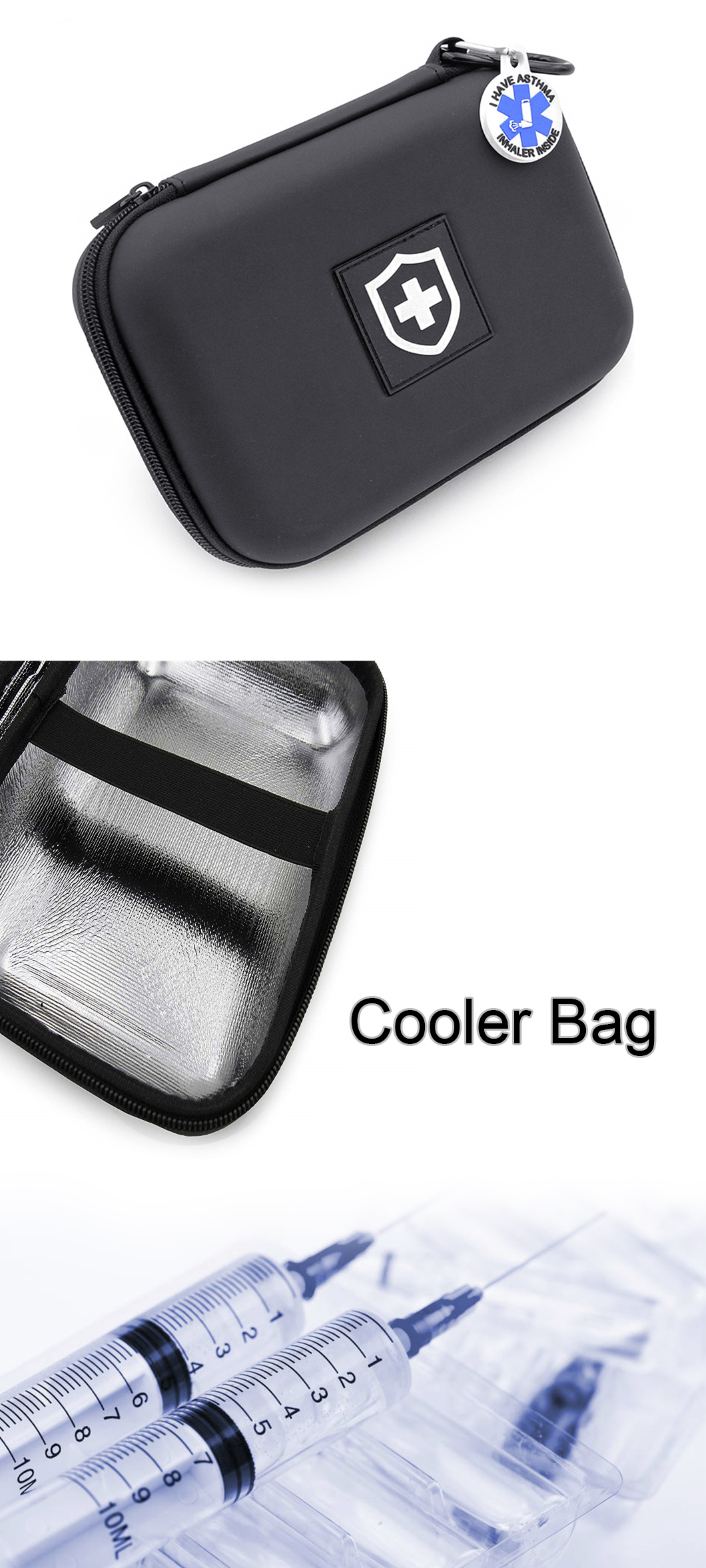 Insulated Asthma Inhaler Medicine Travel Bag Cooler EVA Carry Case for Kids and Adults(图2)